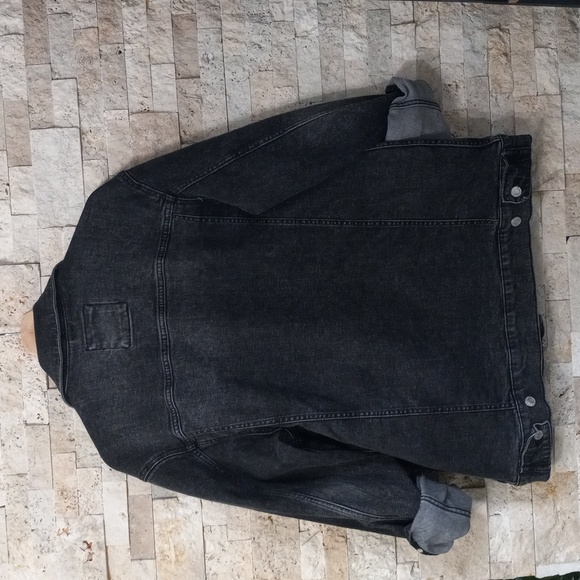 ZARA Black Denim Jacket Black Ligh Wash Size L - Picture 3 of 16